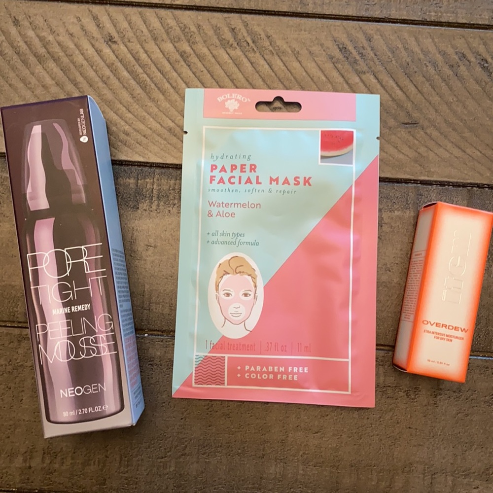 Bundle - Pore minimizing mousse, paper facial mask & moisturizer
